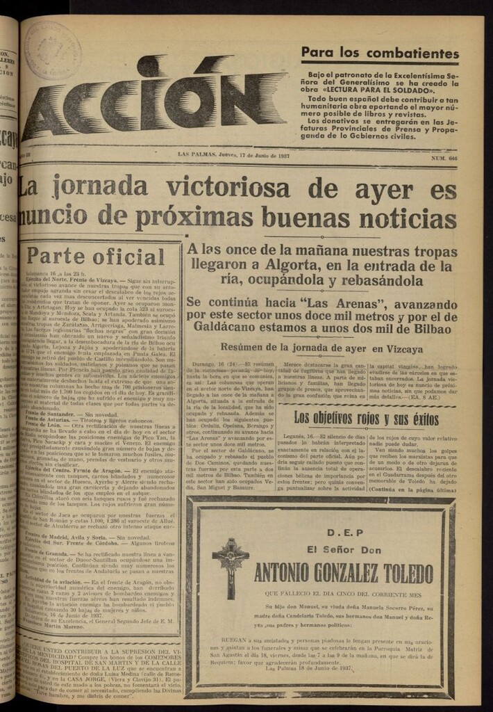 Miniatura de Acción (Las Palmas de Gran Canaria) del 17 de junio de 1937, nº 646