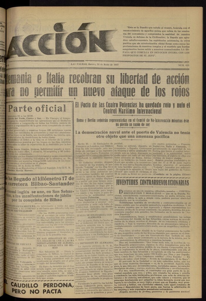 Miniatura de Acción (Las Palmas de Gran Canaria) del 24 de junio de 1937, nº 652