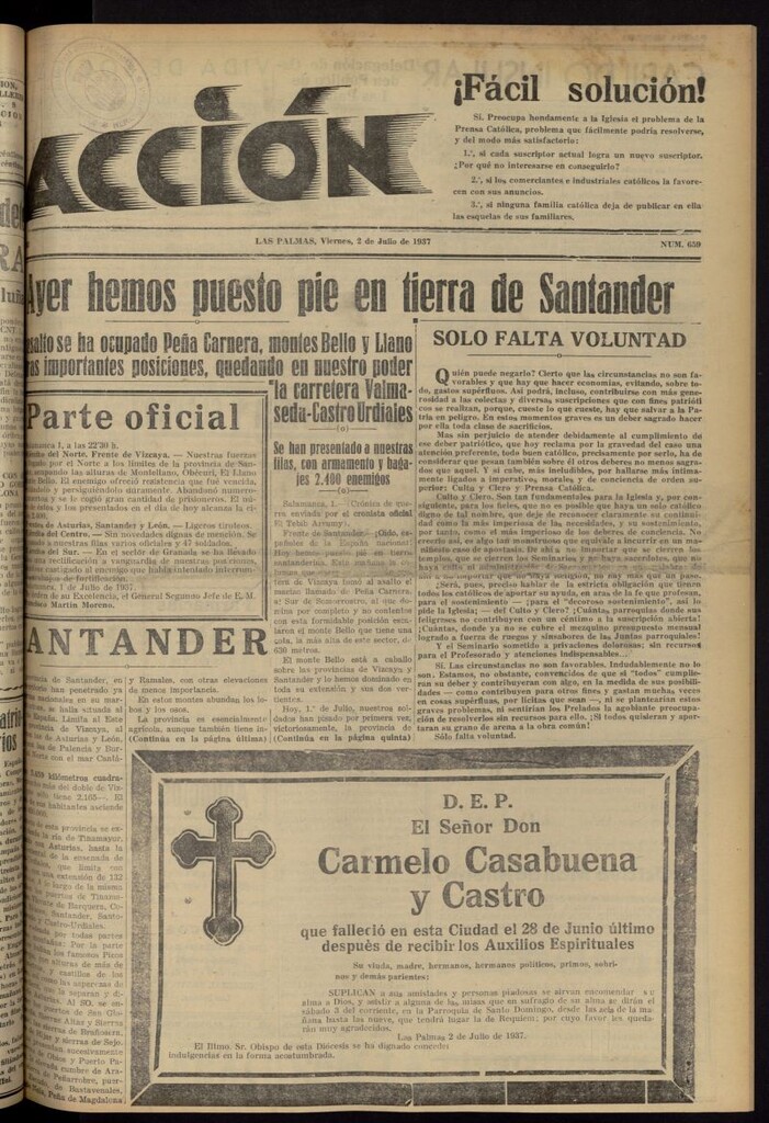 Miniatura de Acción (Las Palmas de Gran Canaria) del 2 de julio de 1937, nº 659