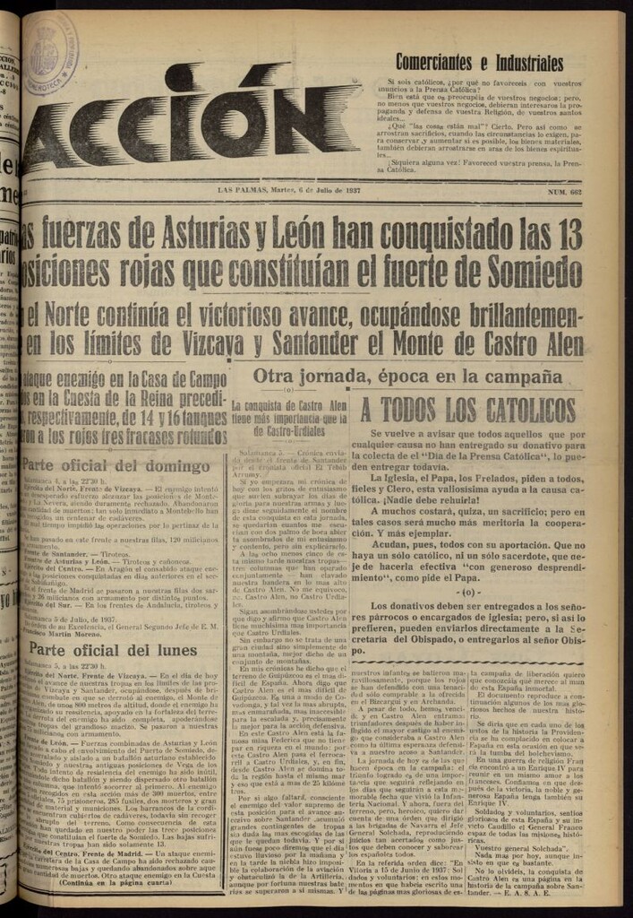 Miniatura de Acción (Las Palmas de Gran Canaria) del 6 de julio de 1937, nº 662