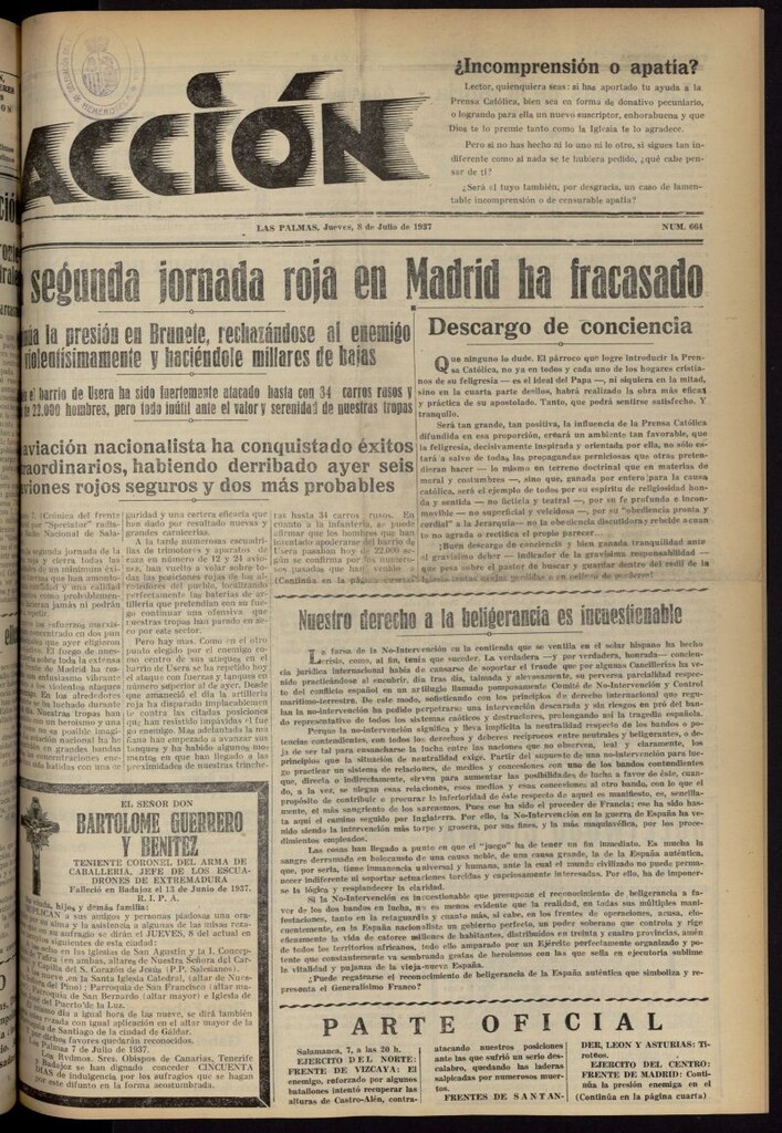 Miniatura de Acción (Las Palmas de Gran Canaria) del 8 de julio de 1937, nº 664