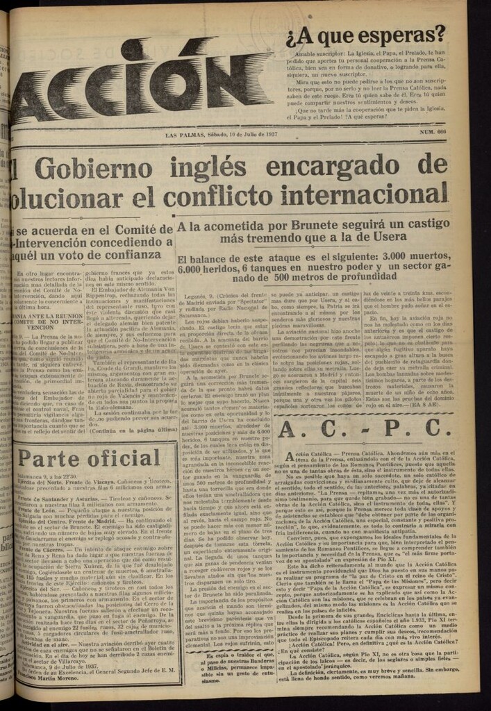 Miniatura de Acción (Las Palmas de Gran Canaria) del 10 de julio de 1937, nº 666