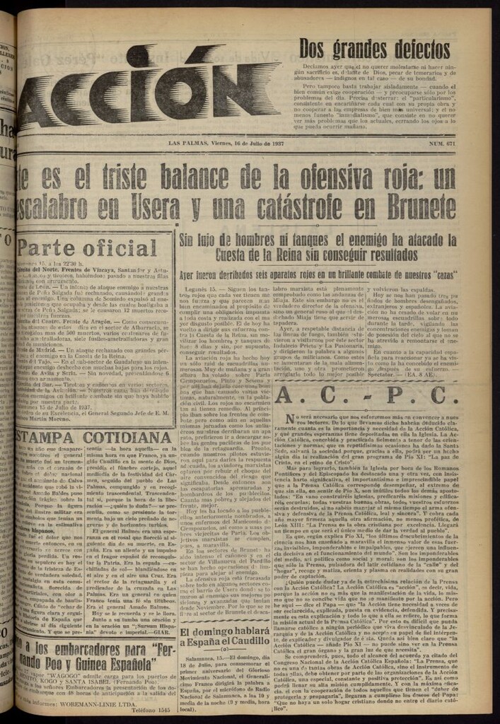 Miniatura de Acción (Las Palmas de Gran Canaria) del 16 de julio de 1937, nº 671