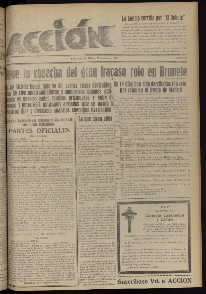 Miniatura de Acción (Las Palmas de Gran Canaria) del 27 de julio de 1937, nº 680