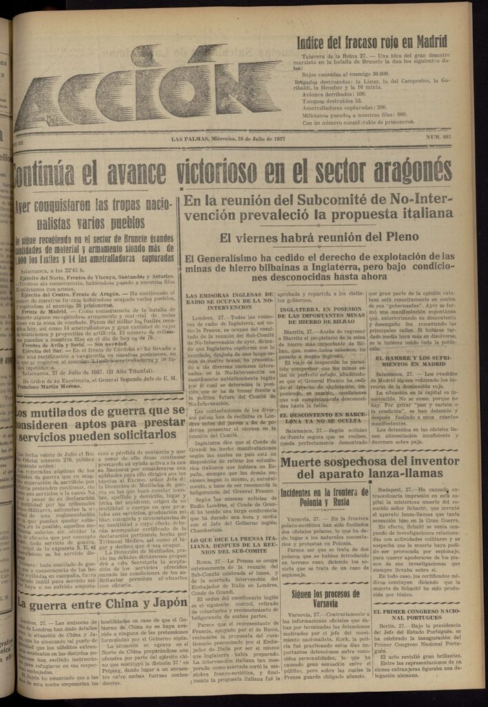 Miniatura de Acción (Las Palmas de Gran Canaria) del 28 de julio de 1937, nº 681