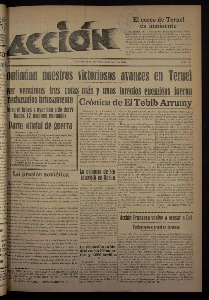 Miniatura de Acción (Las Palmas de Gran Canaria) del 19 de enero de 1938, nº 831