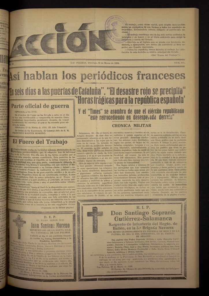 Miniatura de Acción (Las Palmas de Gran Canaria) del 20 de marzo de 1938, nº 882