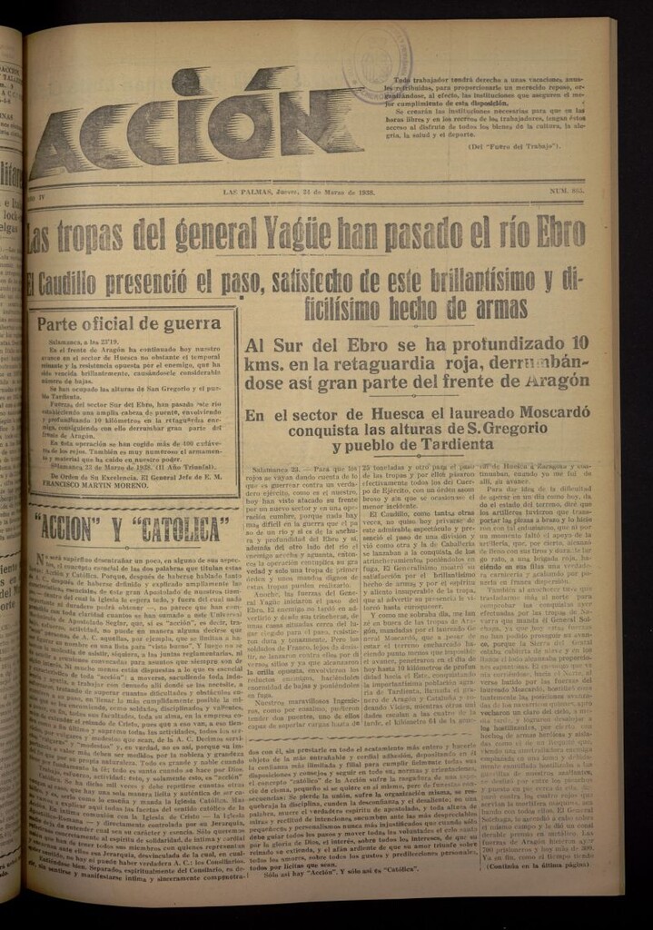 Miniatura de Acción (Las Palmas de Gran Canaria) del 24 de marzo de 1938, nº 885