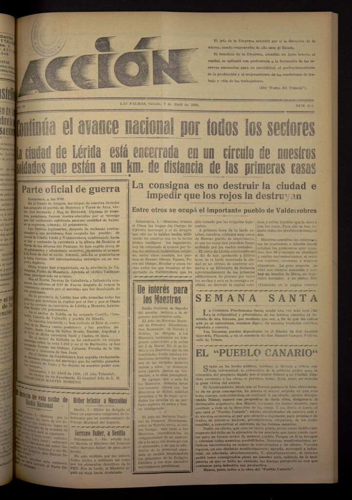 Miniatura de Acción (Las Palmas de Gran Canaria) del 2 de abril de 1938, nº 893