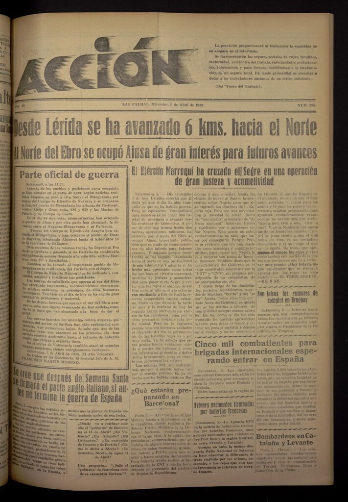 Miniatura de Acción (Las Palmas de Gran Canaria) del 6 de abril de 1938, nº 896