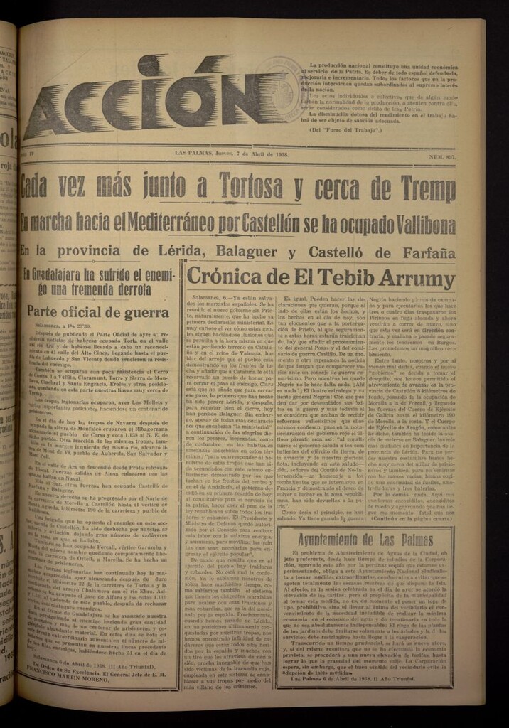 Miniatura de Acción (Las Palmas de Gran Canaria) del 7 de abril de 1938, nº 897