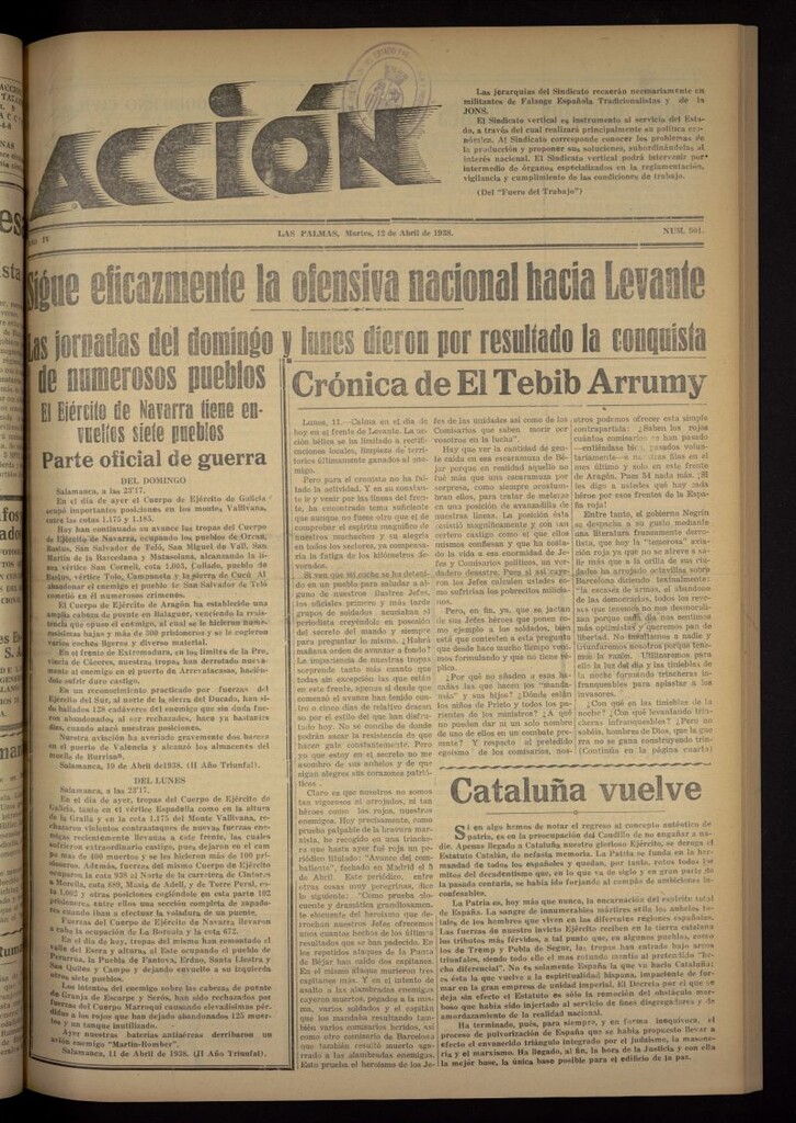 Miniatura de Acción (Las Palmas de Gran Canaria) del 12 de abril de 1938, nº 901