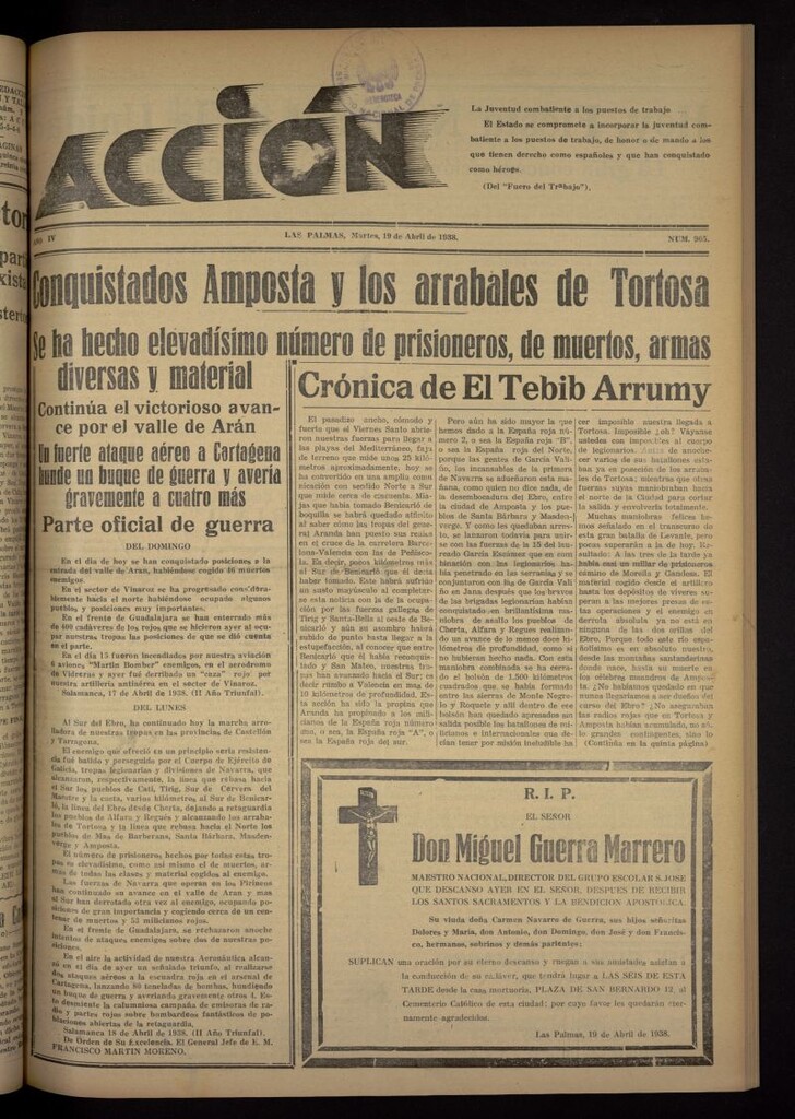 Miniatura de Acción (Las Palmas de Gran Canaria) del 19 de abril de 1938, nº 905