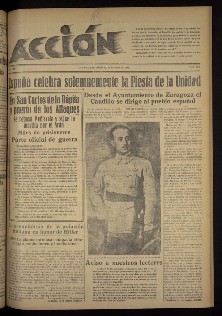 Miniatura de Acción (Las Palmas de Gran Canaria) del 20 de abril de 1938, nº 906