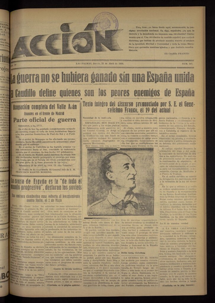 Miniatura de Acción (Las Palmas de Gran Canaria) del 21 de abril de 1938, nº 907