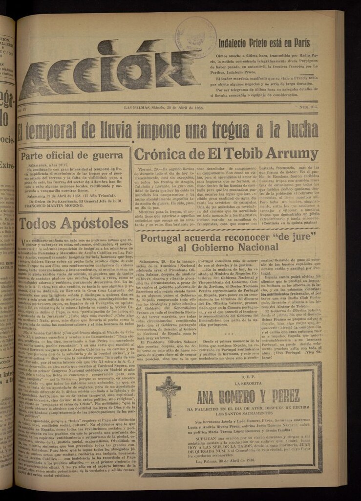 Miniatura de Acción (Las Palmas de Gran Canaria) del 30 de abril de 1938, nº 915