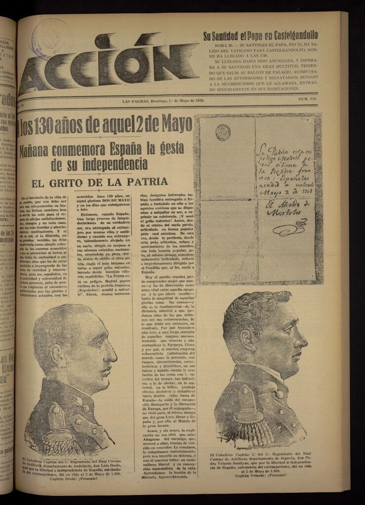 Miniatura de Acción (Las Palmas de Gran Canaria) del 1 de mayo de 1938, nº 916