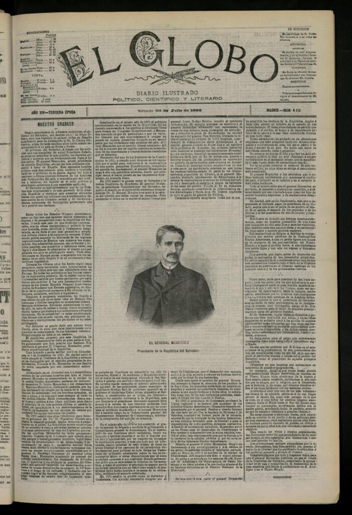 Miniatura de El Globo : diario ilustrado del 28 de julio de 1888