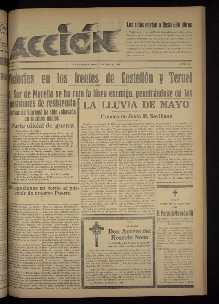 Miniatura de Acción (Las Palmas de Gran Canaria) del 5 de mayo de 1938, nº 919