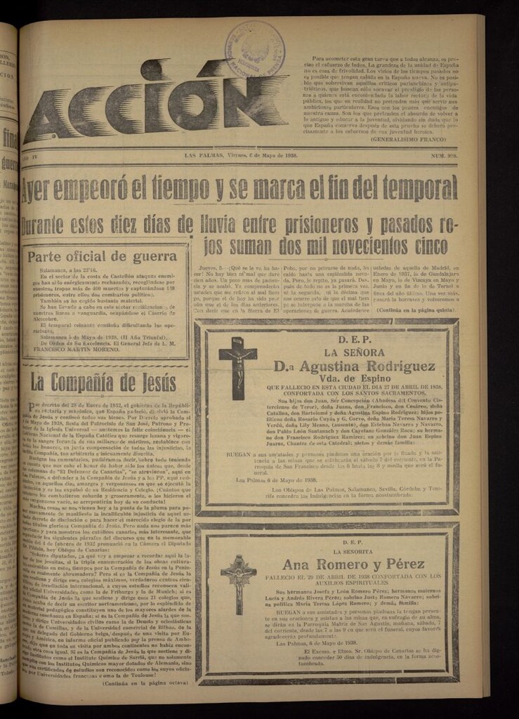 Miniatura de Acción (Las Palmas de Gran Canaria) del 6 de mayo de 1938, nº 920
