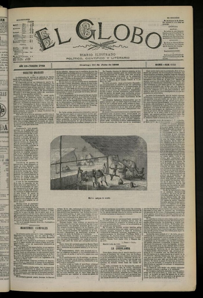 Miniatura de El Globo : diario ilustrado del 29 de julio de 1888