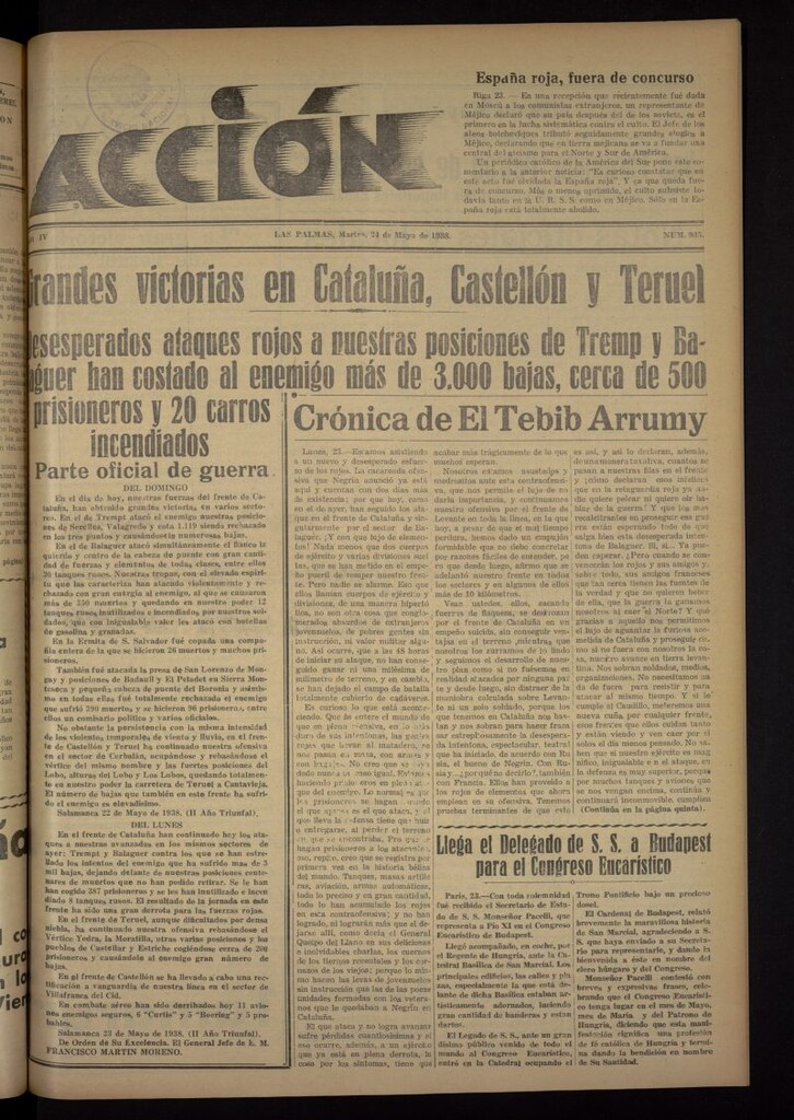 Miniatura de Acción (Las Palmas de Gran Canaria) del 24 de mayo de 1938, nº 935
