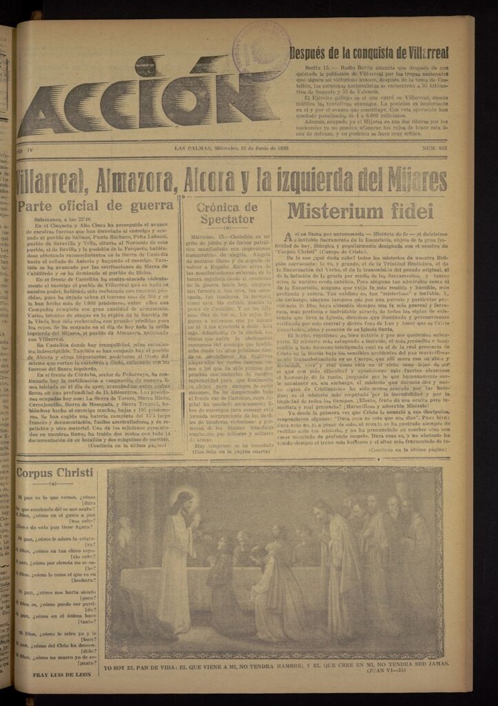 Miniatura de Acción (Las Palmas de Gran Canaria) del 16 de junio de 1938, nº 955