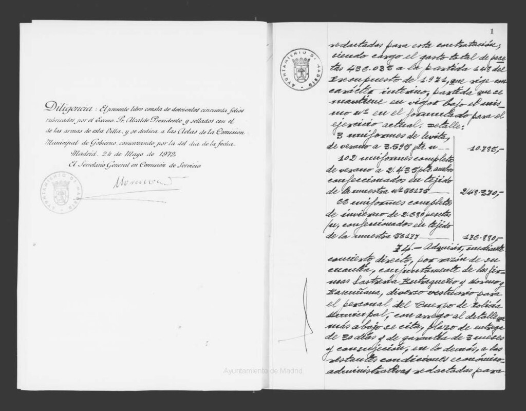 Miniatura de Actas de acuerdos del Ayuntamiento. Tomo 1004 del año 1972 que comprende desde el 24 de mayo hasta el 5 de julio