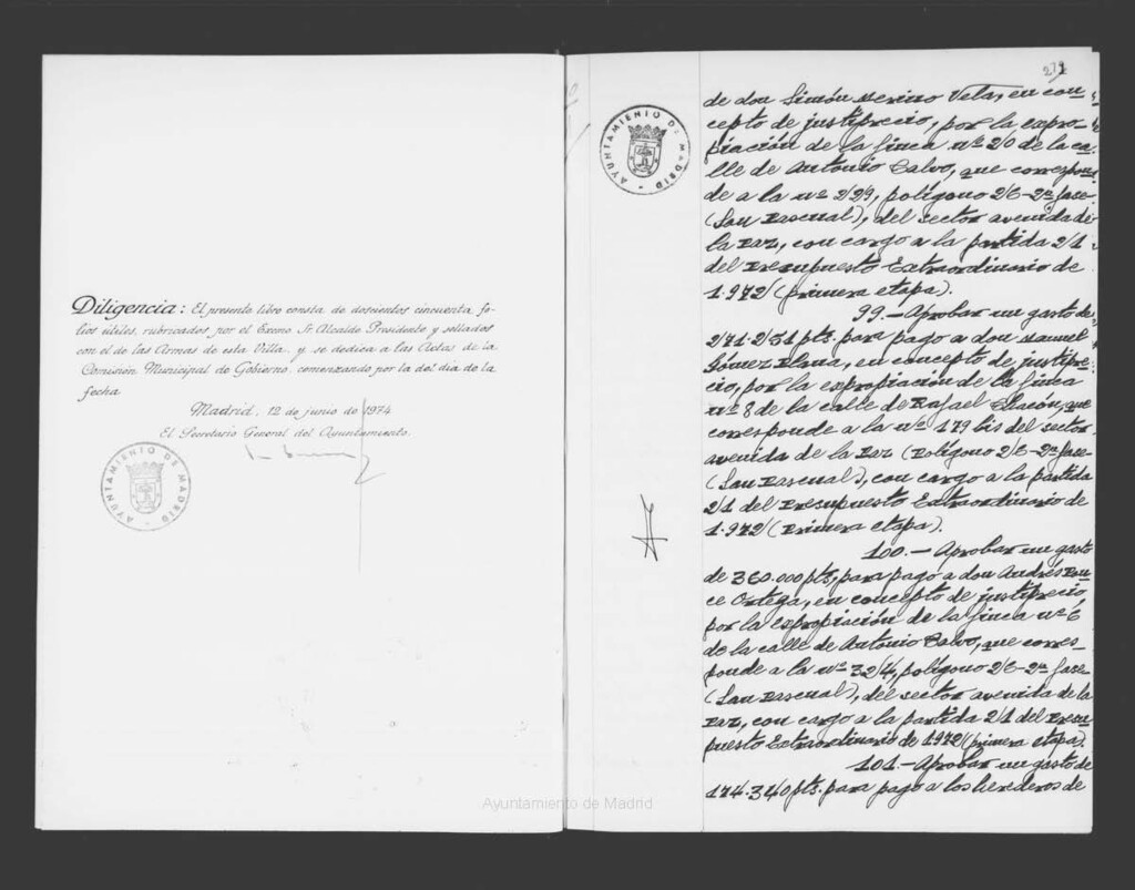 Miniatura de Actas de acuerdos del Ayuntamiento. Tomo 1021 del año 1974 que comprende desde el 12 de junio hasta el 24 de julio