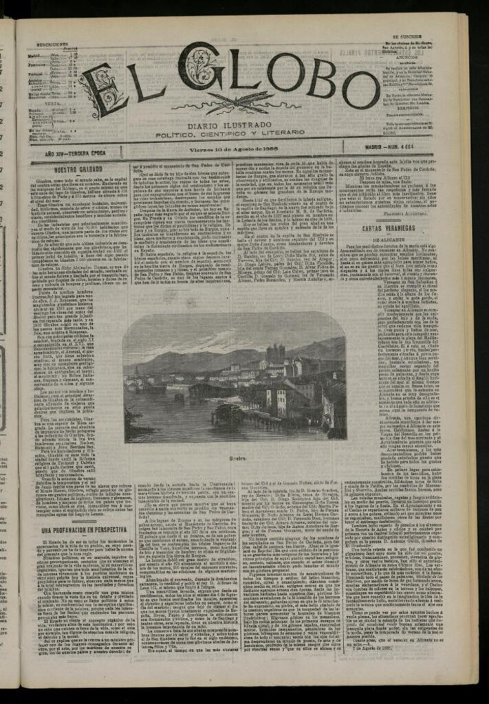 Miniatura de El Globo : diario ilustrado del 10 de agosto de 1888