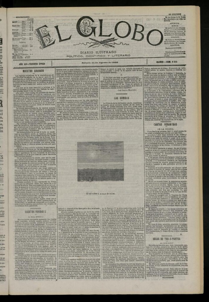 Miniatura de El Globo : diario ilustrado del 11 de agosto de 1888