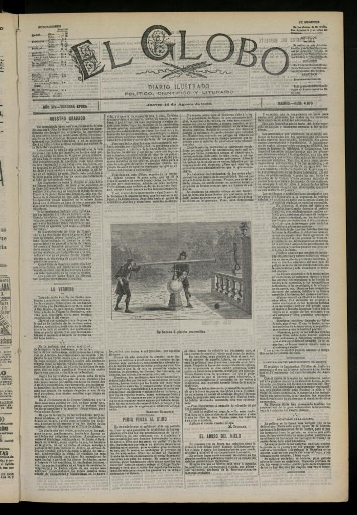 Miniatura de El Globo : diario ilustrado del 16 de agosto de 1888