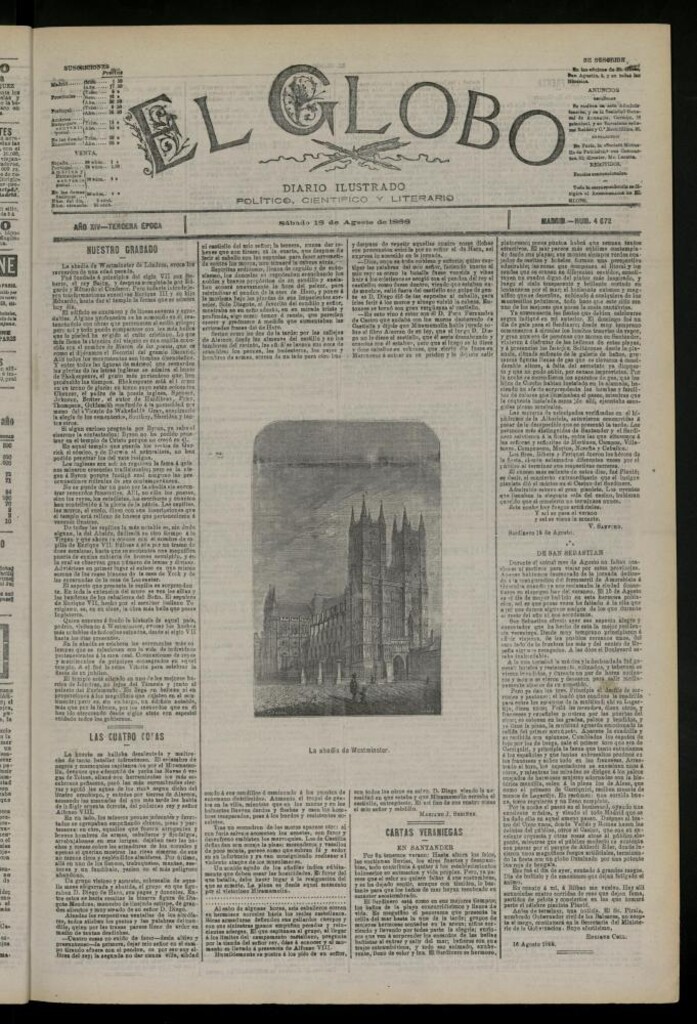 Miniatura de El Globo : diario ilustrado del 18 de agosto de 1888