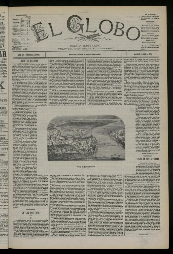 Miniatura de El Globo : diario ilustrado del 21 de agosto de 1888