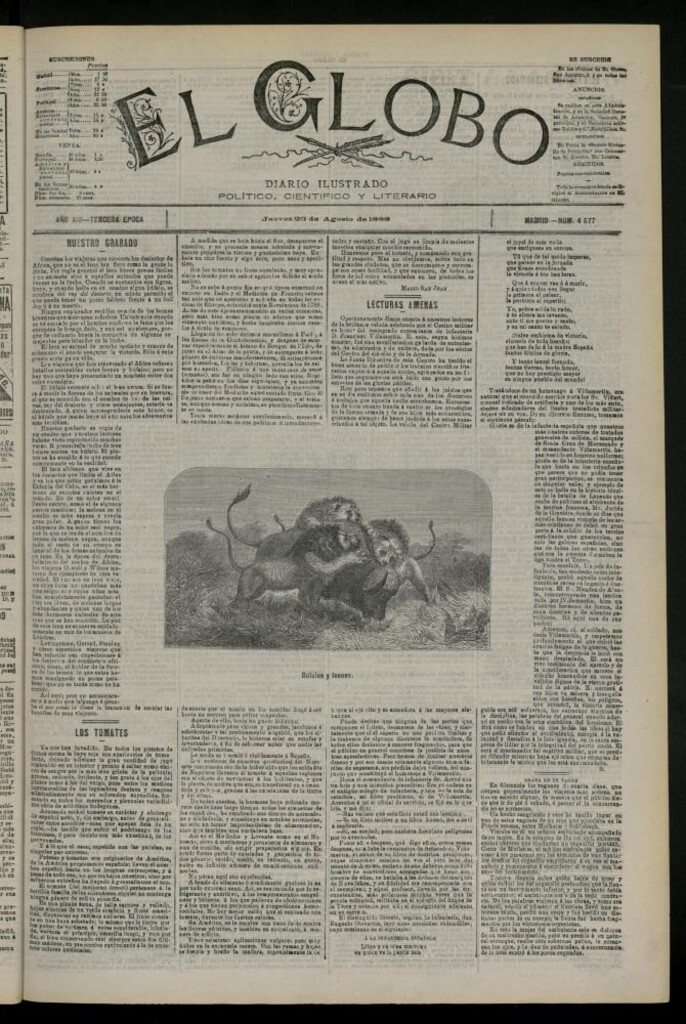 Miniatura de El Globo : diario ilustrado del 23 de agosto de 1888