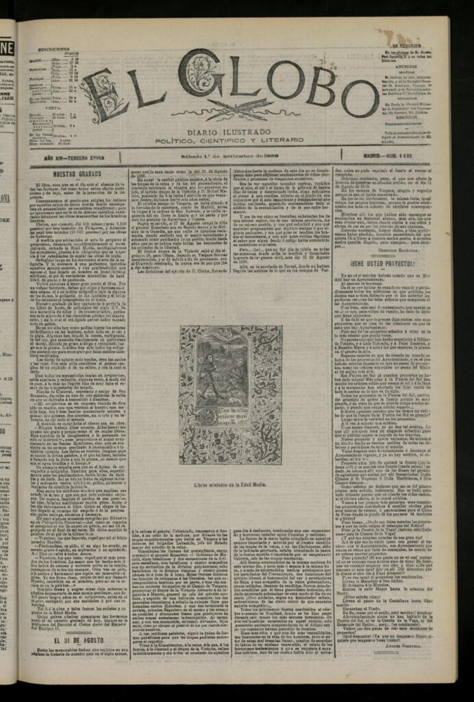 Miniatura de El Globo : diario ilustrado del 1 de septiembre de 1888