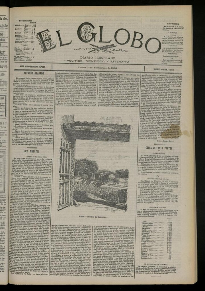 Miniatura de El Globo : diario ilustrado del 3 de septiembre de 1888