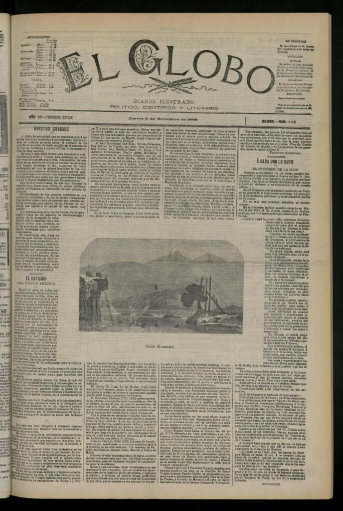 Miniatura de El Globo : diario ilustrado del 6 de septiembre de 1888