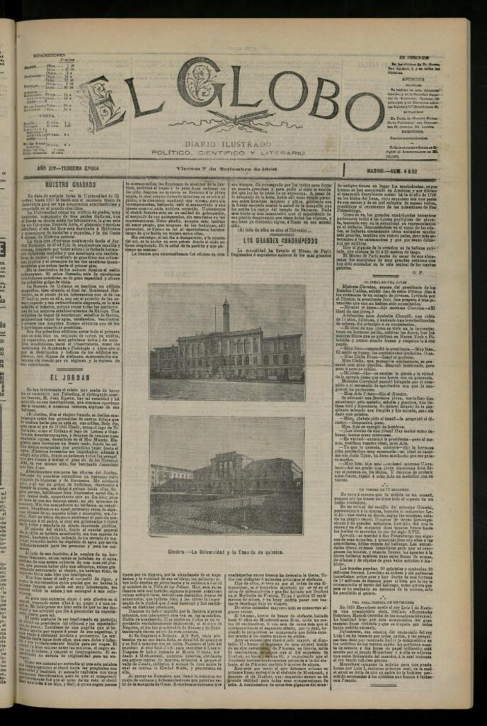 Miniatura de El Globo : diario ilustrado del 7 de septiembre de 1888