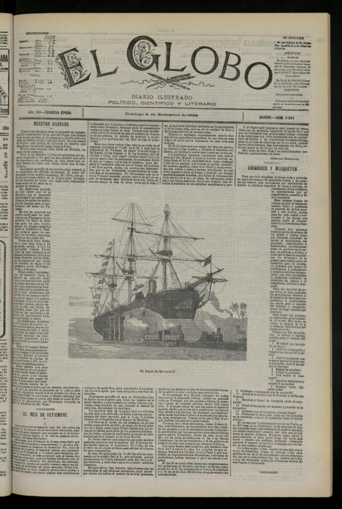 Miniatura de El Globo : diario ilustrado del 9 de septiembre de 1888