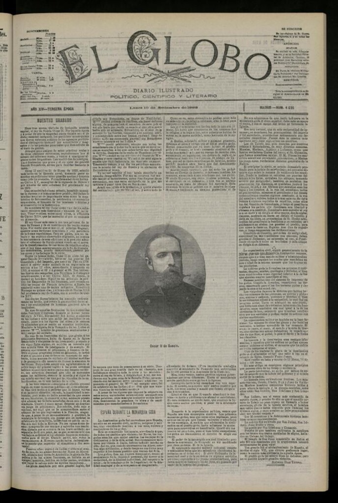 Miniatura de El Globo : diario ilustrado del 10 de septiembre de 1888