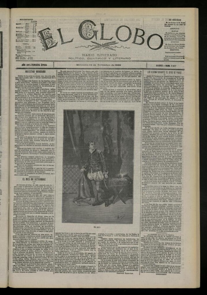 Miniatura de El Globo : diario ilustrado del 12 de septiembre de 1888