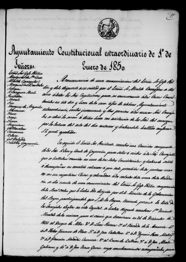 Miniatura de Actas de acuerdos del Ayuntamiento. Tomo 285 del año 1850