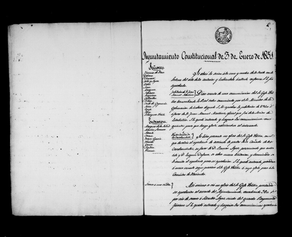 Miniatura de Actas de acuerdos del Ayuntamiento. Tomo 286 del año 1851