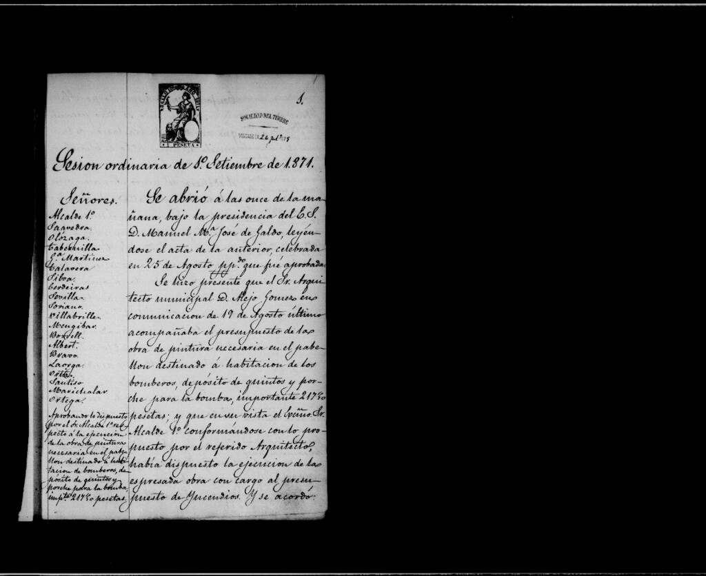 Miniatura de Actas de acuerdos del Ayuntamiento. Tomo 312 del año 1871