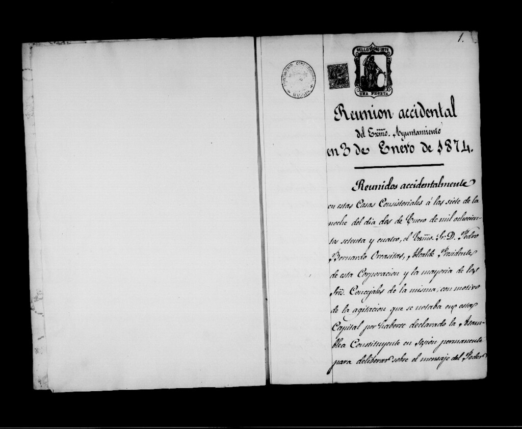 Miniatura de Actas de acuerdos del Ayuntamiento. Tomo 318 del año 1874