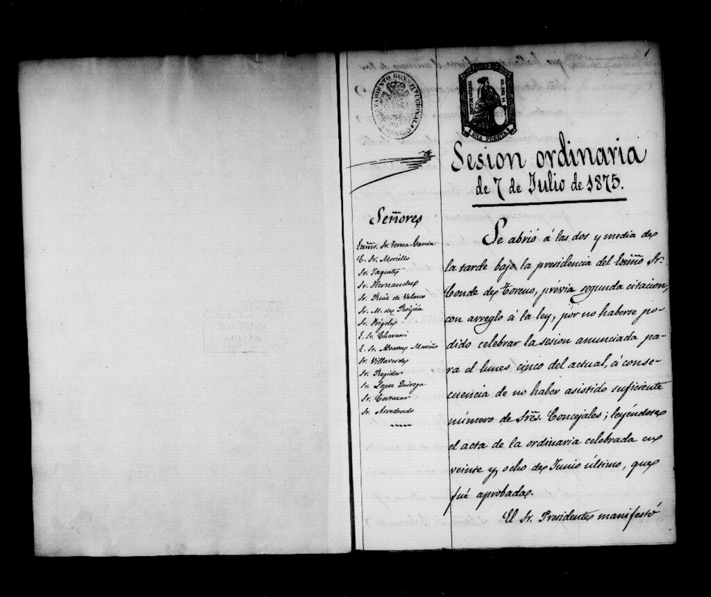 Miniatura de Actas de acuerdos del Ayuntamiento. Tomo 321 del año 1875