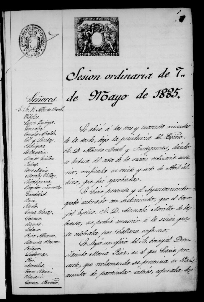 Miniatura de Actas de acuerdos del Ayuntamiento. Tomo 367 del año 1885
