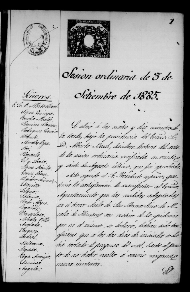 Miniatura de Actas de acuerdos del Ayuntamiento. Tomo 368 del año 1885