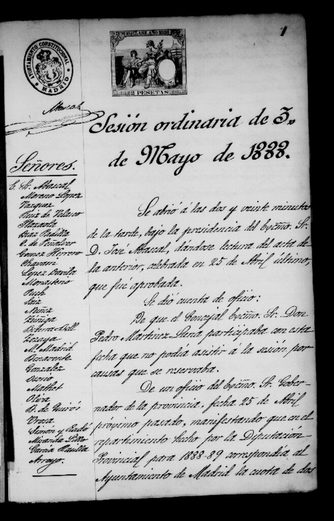 Miniatura de Actas de acuerdos del Ayuntamiento. Tomo 376 del año 1888